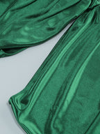 One Shoulder Satin Slit Maxi Dress H6556