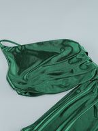 One Shoulder Satin Slit Maxi Dress H6556