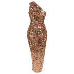 One Shoulder Sequin Asymmetrical Dress H6171