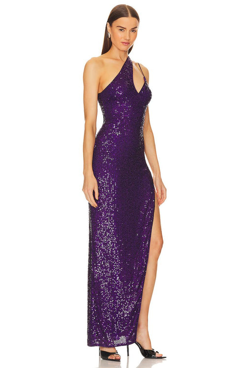 One Shoulder Sequin Maxi Dress H6170