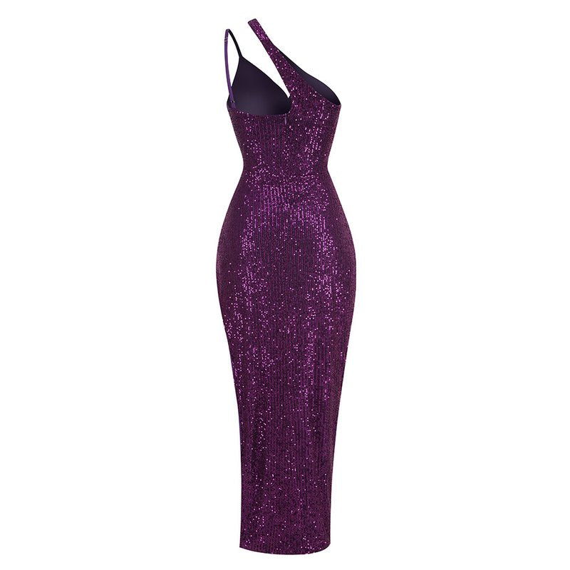 One Shoulder Sequin Maxi Dress H6170