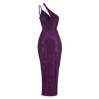 One Shoulder Sequin Maxi Dress H6170