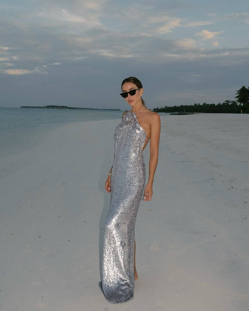 One Shoulder Sequin Maxi Dress H6479
