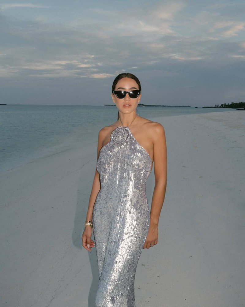 One Shoulder Sequin Maxi Dress H6479