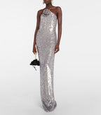 One Shoulder Sequin Maxi Dress H6479
