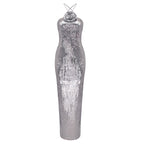 One Shoulder Sequin Maxi Dress H6479