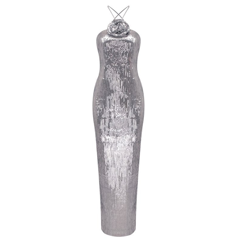 One Shoulder Sequin Maxi Dress H6479