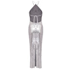 One Shoulder Sequin Maxi Dress H6479
