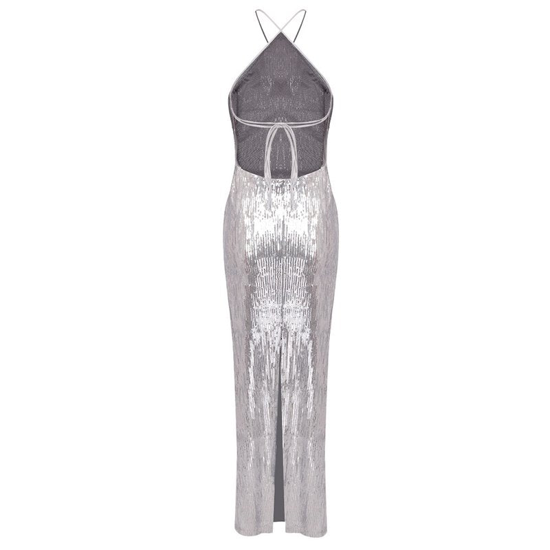 One Shoulder Sequin Maxi Dress H6479