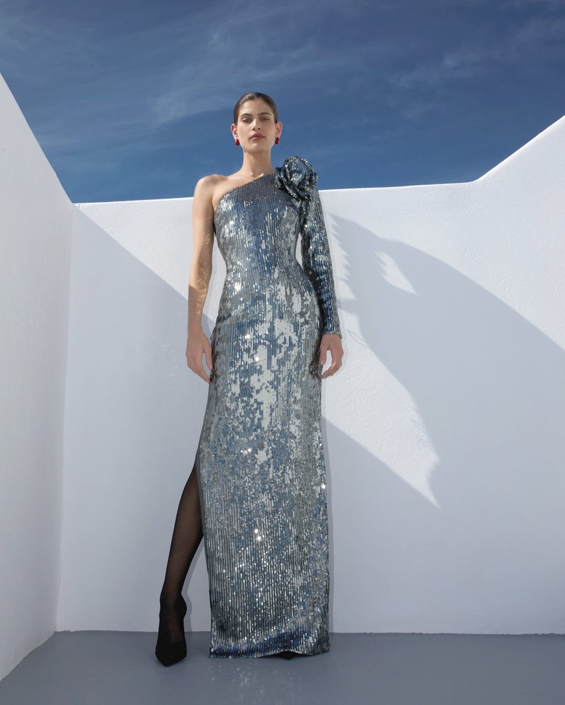 One Shoulder Sequin Maxi Dress H6512