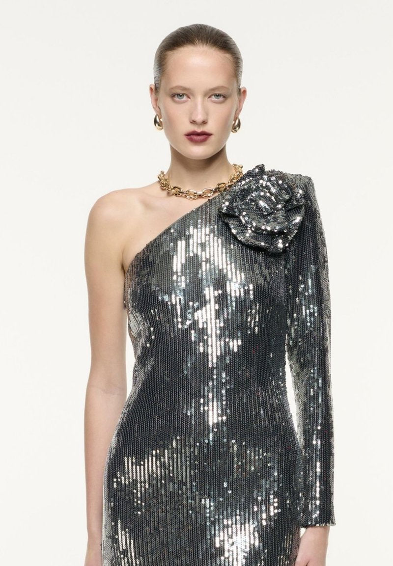 One Shoulder Sequin Maxi Dress H6512