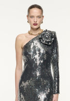 One Shoulder Sequin Maxi Dress H6512
