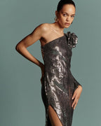 One Shoulder Sequin Maxi Dress H6512