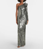One Shoulder Sequin Maxi Dress H6512