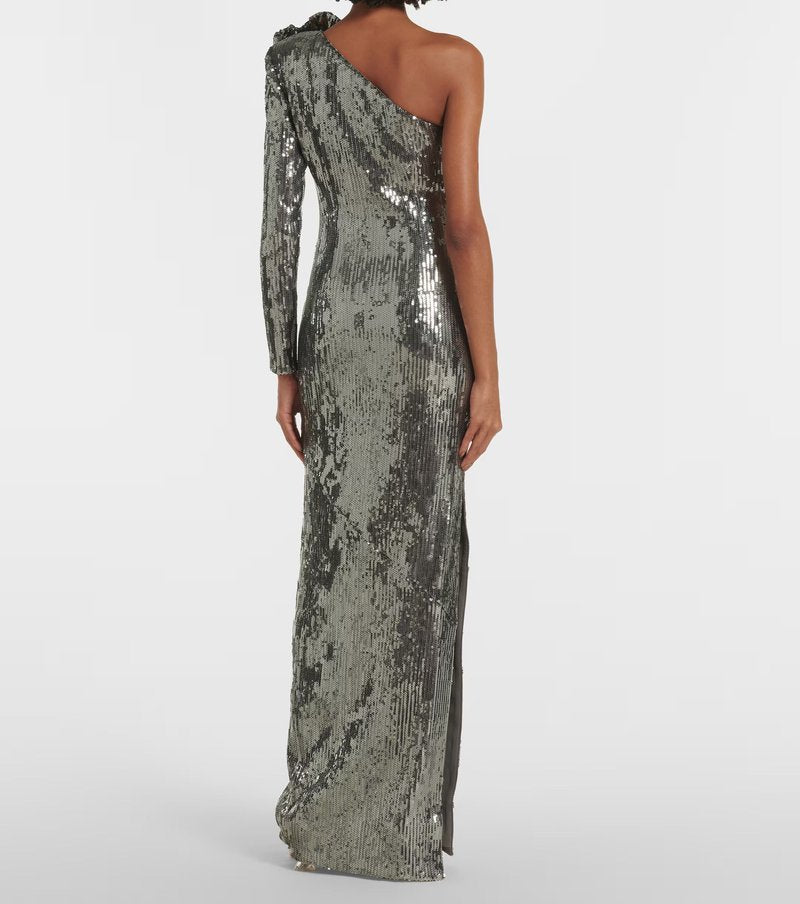 One Shoulder Sequin Maxi Dress H6512