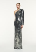 One Shoulder Sequin Maxi Dress H6512