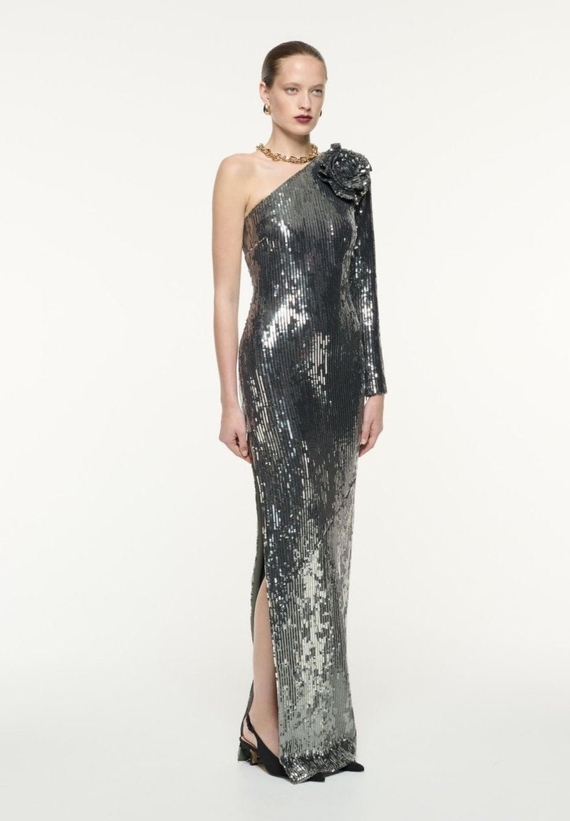 One Shoulder Sequin Maxi Dress H6512