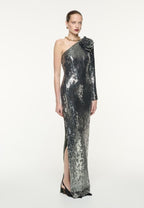 One Shoulder Sequin Maxi Dress H6512