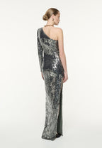 One Shoulder Sequin Maxi Dress H6512