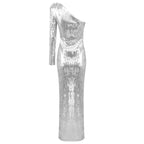 One Shoulder Sequin Maxi Dress H6512