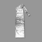 One Shoulder Sequin Maxi Dress H6512