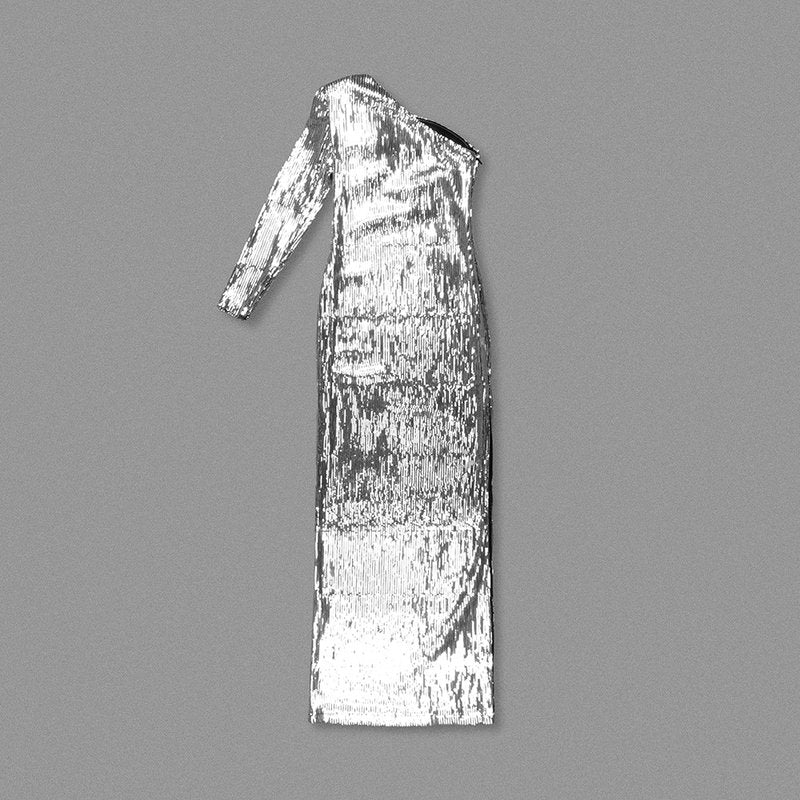 One Shoulder Sequin Maxi Dress H6512