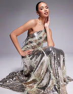 One Shoulder Sequin Maxi Dress H6847