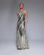 One Shoulder Sequin Maxi Dress H6847