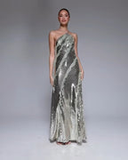 One Shoulder Sequin Maxi Dress H6847