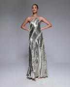 One Shoulder Sequin Maxi Dress H6847