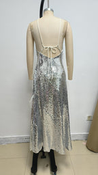 One Shoulder Sequin Maxi Dress H6847