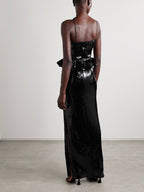 One Shoulder Sequin Peplum Gown H6571
