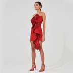 One Shoulder Sequin Ruffle Mini Dress H6665