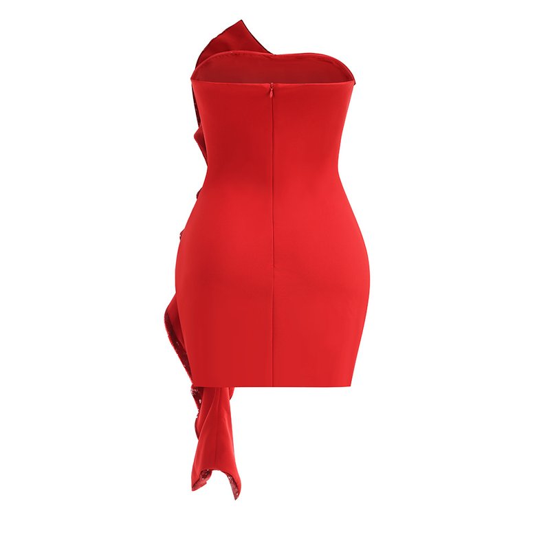 One Shoulder Sequin Ruffle Mini Dress H6665