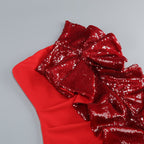One Shoulder Sequin Ruffle Mini Dress H6665