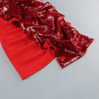 One Shoulder Sequin Ruffle Mini Dress H6665