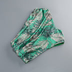 One Shoulder Sleeveless Tropical Leaf Print Ruched Maxi Dress D2609