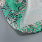 One Shoulder Sleeveless Tropical Leaf Print Ruched Maxi Dress D2609