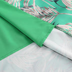 One Shoulder Sleeveless Tropical Leaf Print Ruched Maxi Dress D2609