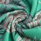 One Shoulder Sleeveless Tropical Leaf Print Ruched Maxi Dress D2609