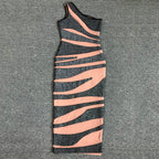 One Shoulder Striped Bandage Dress H6278