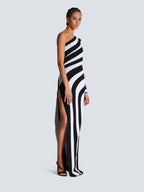 One Shoulder Striped Maxi Dress H6498