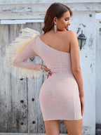 One Shoulder Tulle Ruffle Mini Dress H6258
