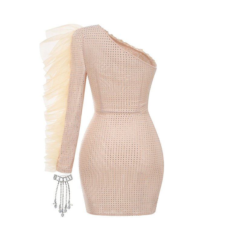 One Shoulder Tulle Ruffle Mini Dress H6258