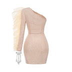 One Shoulder Tulle Ruffle Mini Dress H6258
