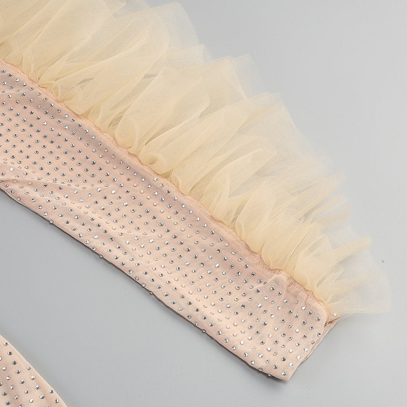 One Shoulder Tulle Ruffle Mini Dress H6258