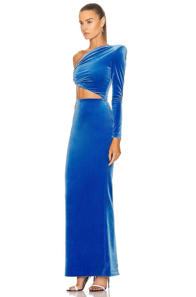 One Shoulder Velvet Cutout Gown H6683
