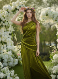One Shoulder Velvet Grecian Maxi Dress H7112