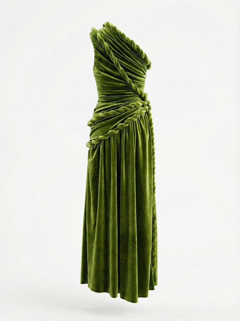 One Shoulder Velvet Grecian Maxi Dress H7112