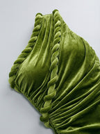 One Shoulder Velvet Grecian Maxi Dress H7112
